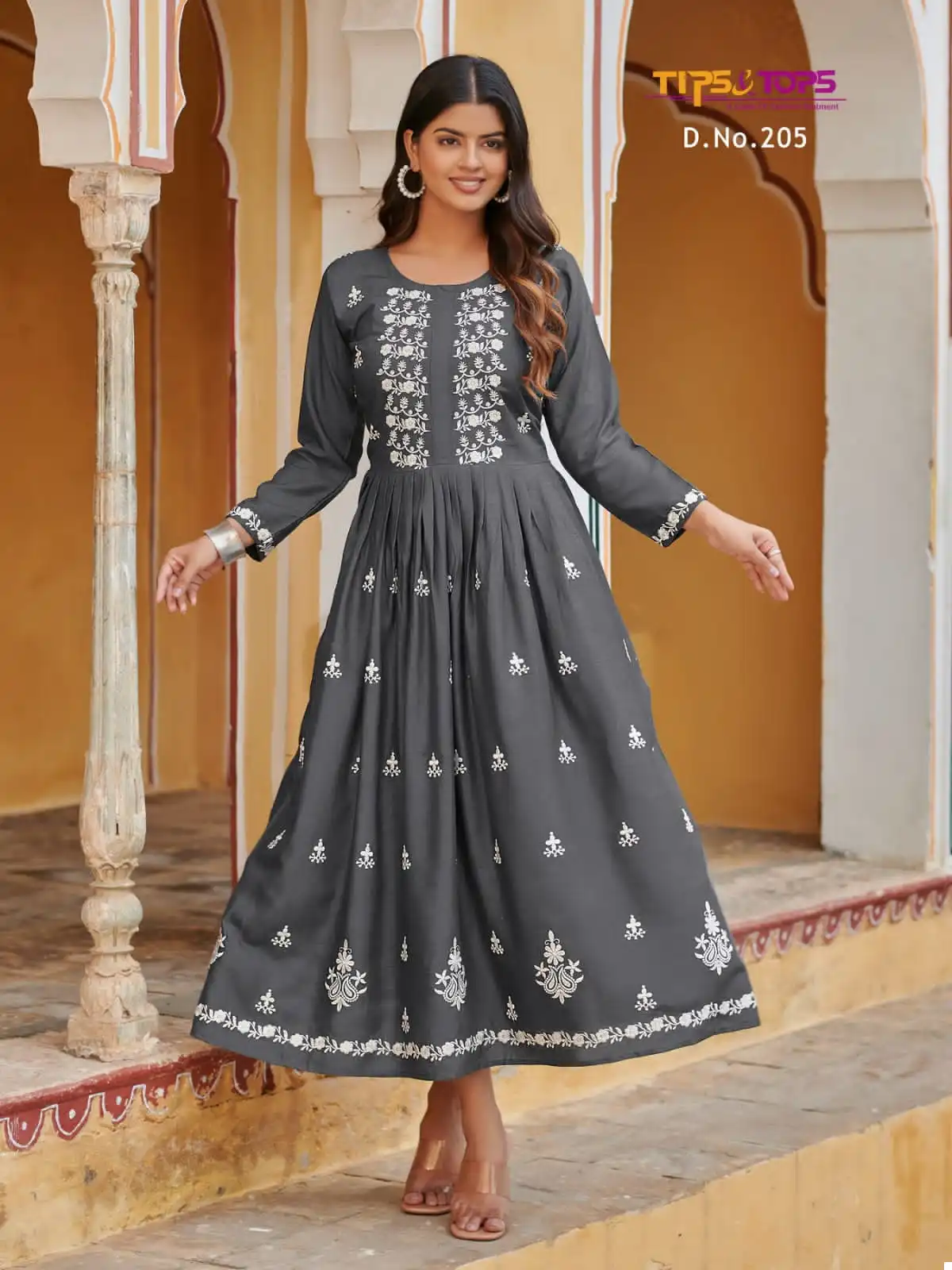 Tips And Tops Lakhnavi Vol 2 Rayon Wholesale Embroidery Work Fancy Gown Catalog — Wholesale Kurtis, MPA wholesale from Surat - Gallery Image 6
