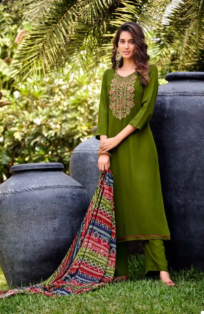 Belliza Designer Lovina Viscose Wholesale Embroidery Works Salwar Suit Catalog — Wholesale Salwar Suits, Belliza Designer wholesale from Surat - Gallery Image 4