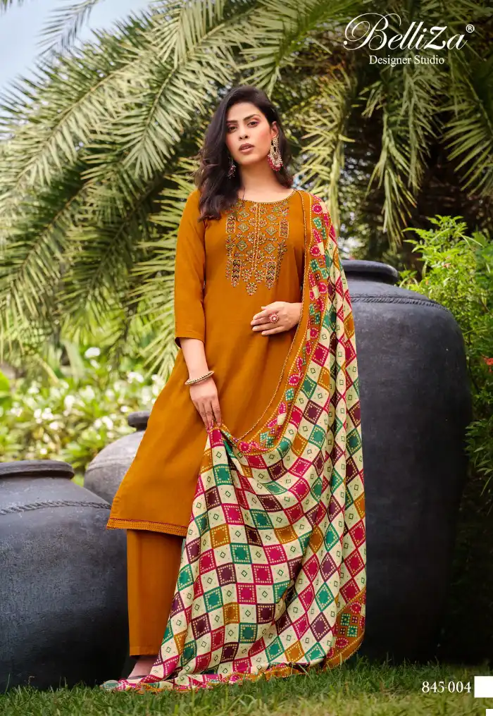 Belliza Designer Lovina Viscose Wholesale Embroidery Works Salwar Suit Catalog — Wholesale Salwar Suits, Belliza Designer wholesale from Surat - Gallery Image 5