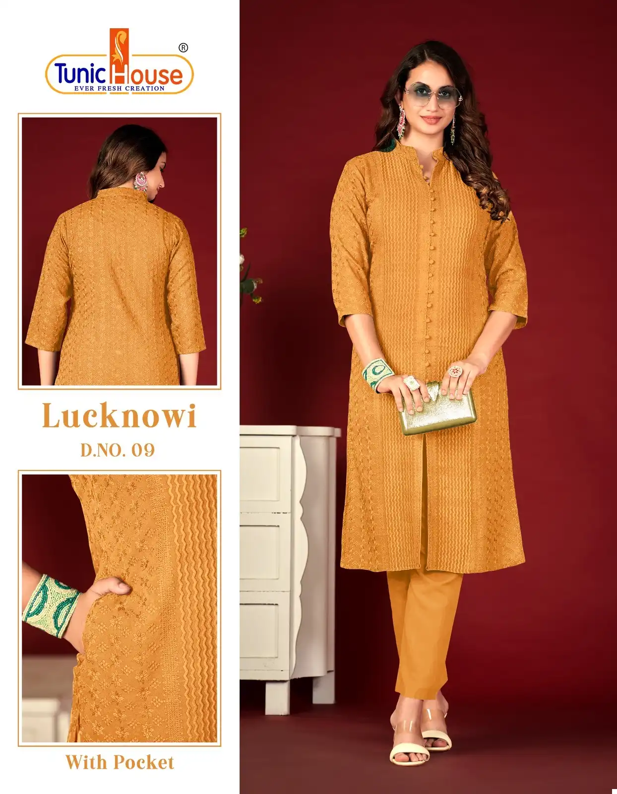 Tunic House Lucknowi Lining Pick Choose Rayon Wholesale Fully Chikankari Work Fancy Kurtis Catalog — Wholesale Kurtis, MPA wholesale from Surat - Gallery Image 5