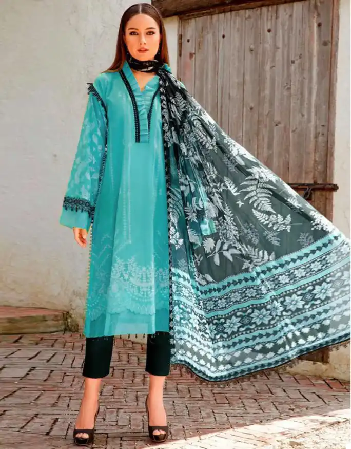 Hazzel D-058 Pure Cotton Wholesale Pakistani Suit Catalog — Wholesale Salwar Suits, MPA wholesale from Surat — view 1