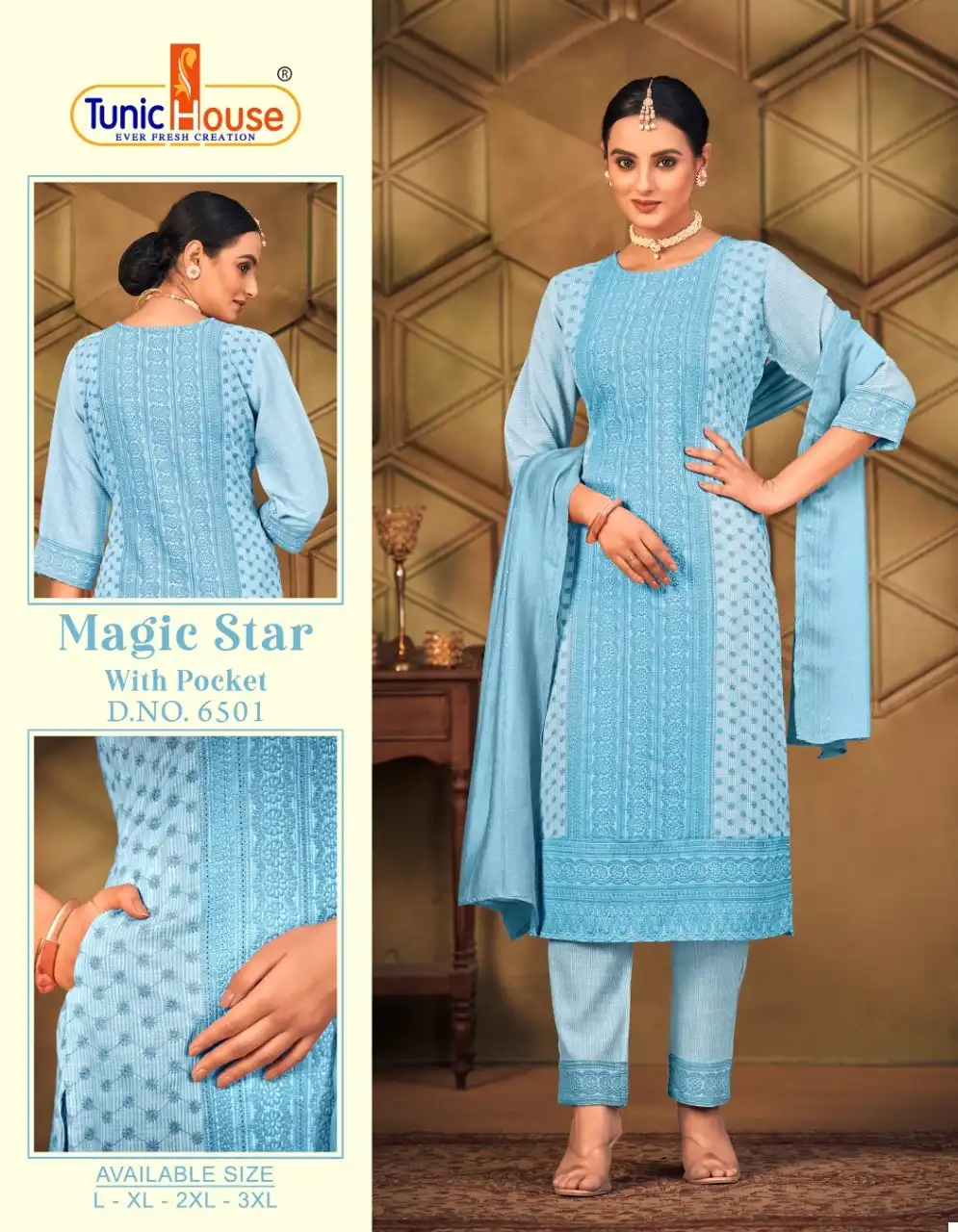 Tunic House Magic Star Viscose Rayon Wholesale Readymade Suits Size Set Catalog — Wholesale Salwar Suits, MPA wholesale from Surat - Gallery Image 3
