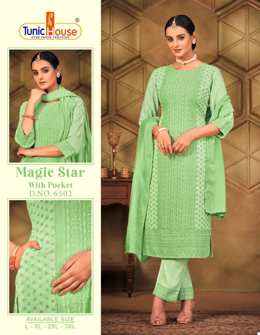 Tunic House Magic Star Viscose Rayon Wholesale Readymade Suits Size Set Catalog — Wholesale Salwar Suits, MPA wholesale from Surat - Gallery Image 4