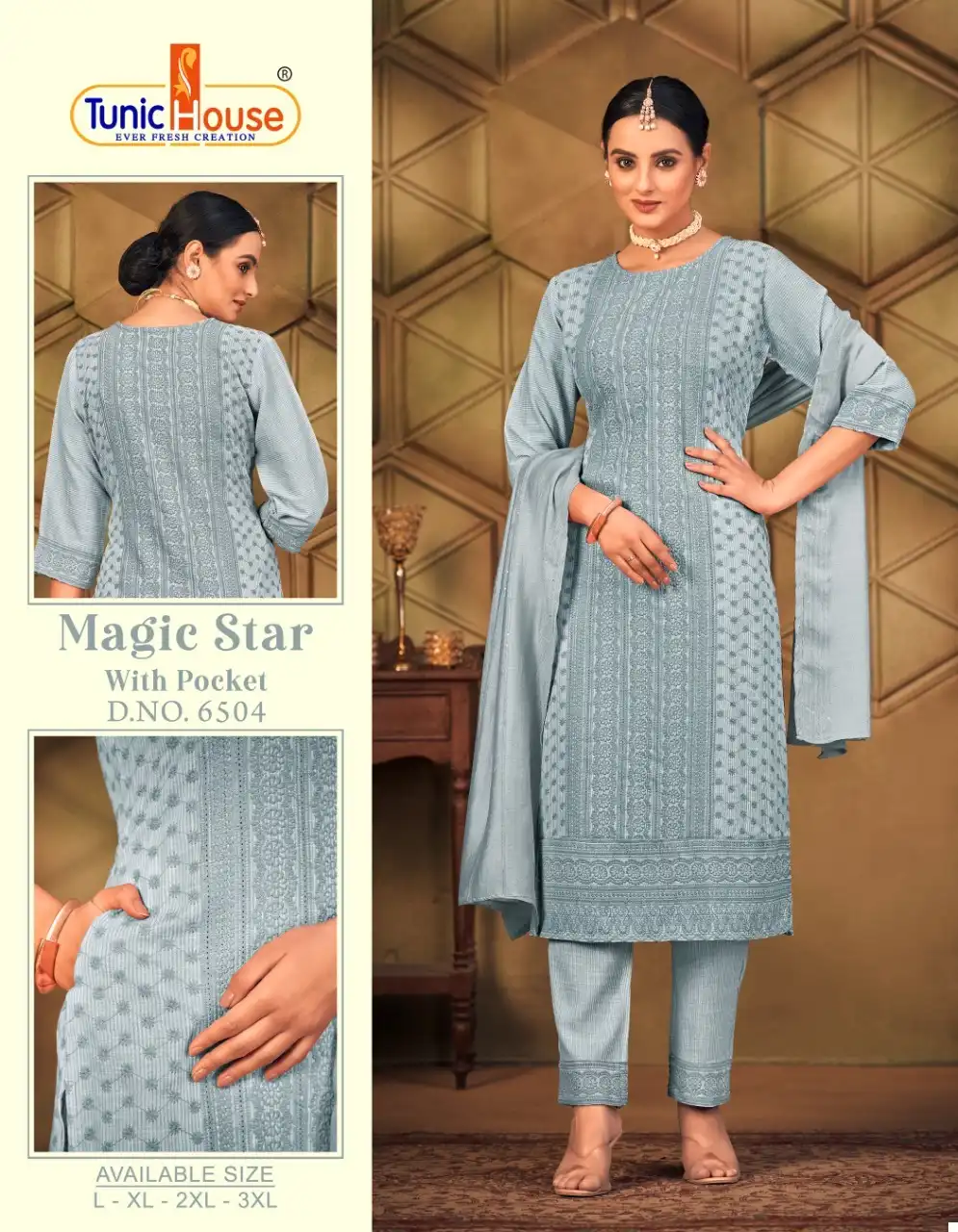 Tunic House Magic Star Viscose Rayon Wholesale Readymade Suits Size Set Catalog — Wholesale Salwar Suits, MPA wholesale from Surat - Gallery Image 5