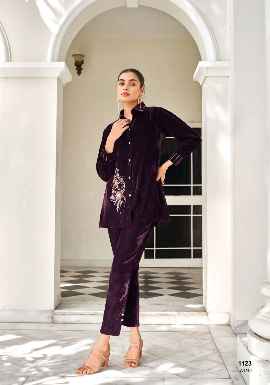 Lady Leela Marbles 3 Superior Quality Velvet Wholesale Winter Kurti With Pant Cord Sets Catalog — Wholesale Kurtis, Lady Leela wholesale from Surat - Gallery Image 3
