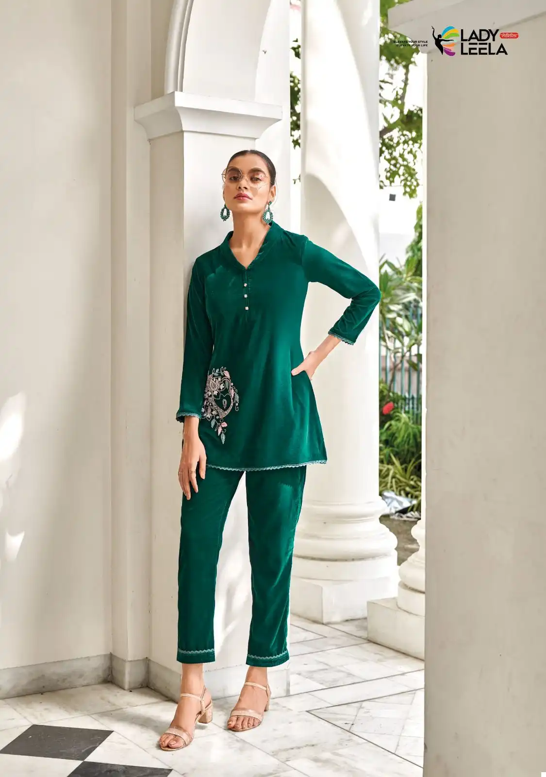 Lady Leela Marbles 3 Superior Quality Velvet Wholesale Winter Kurti With Pant Cord Sets Catalog — Wholesale Kurtis, Lady Leela wholesale from Surat - Gallery Image 4