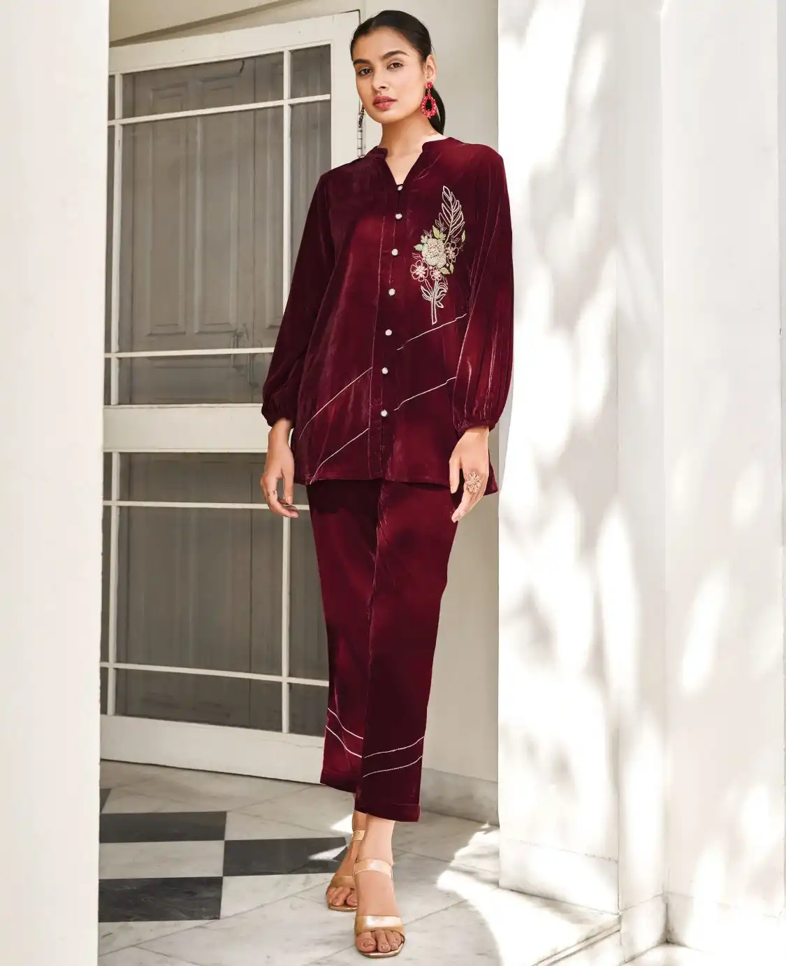 Lady Leela Marbles 3 Superior Quality Velvet Wholesale Winter Kurti With Pant Cord Sets Catalog — Wholesale Kurtis, Lady Leela wholesale from Surat — view 1