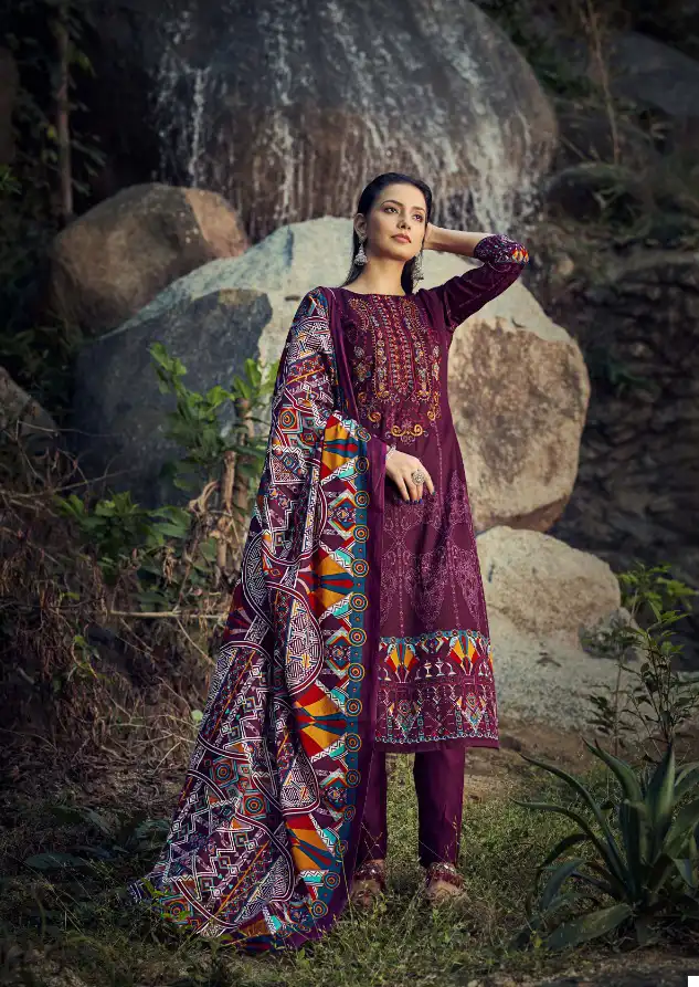 Romani Maria B Cotton Wholesale Fancy Embroidery Work Winter Wear Suits Catalog — Wholesale Salwar Suits, MPA wholesale from Surat - Gallery Image 2