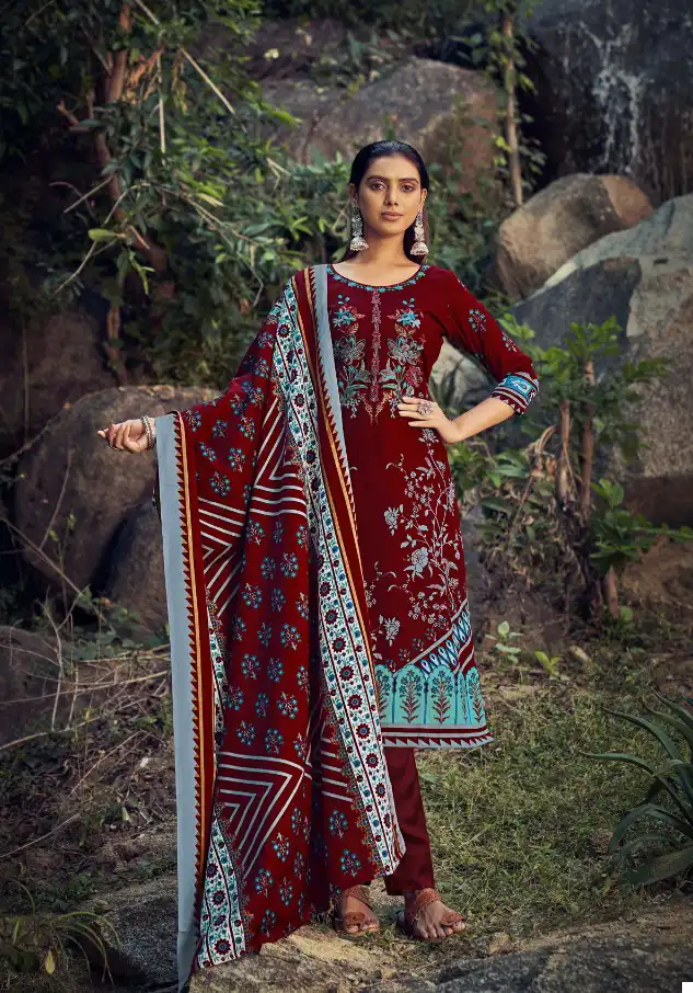 Romani Maria B Cotton Wholesale Fancy Embroidery Work Winter Wear Suits Catalog — Wholesale Salwar Suits, MPA wholesale from Surat - Gallery Image 3