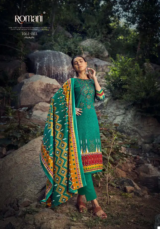 Romani Maria B Cotton Wholesale Fancy Embroidery Work Winter Wear Suits Catalog — Wholesale Salwar Suits, MPA wholesale from Surat - Gallery Image 4