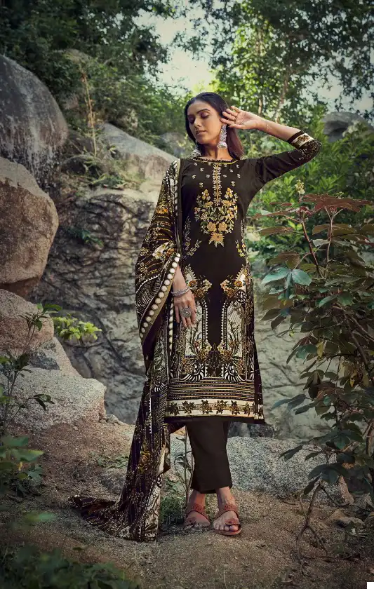 Romani Maria B Cotton Wholesale Fancy Embroidery Work Winter Wear Suits Catalog — Wholesale Salwar Suits, MPA wholesale from Surat - Gallery Image 5