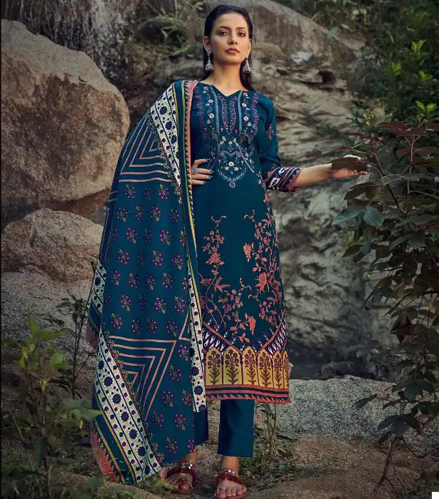 Romani Maria B Cotton Wholesale Fancy Embroidery Work Winter Wear Suits Catalog — Wholesale Salwar Suits, MPA wholesale from Surat — view 1