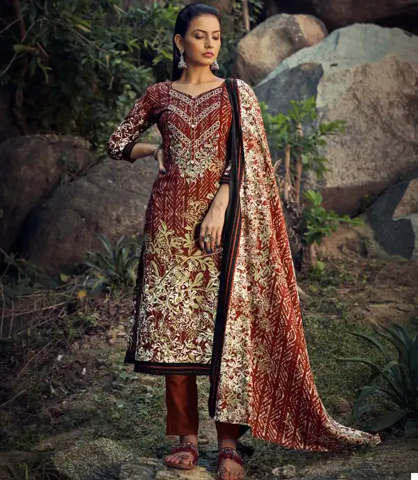 Romani Maria B Cotton Wholesale Fancy Embroidery Work Winter Wear Suits Catalog — Wholesale Salwar Suits, MPA wholesale from Surat - Gallery Image 7