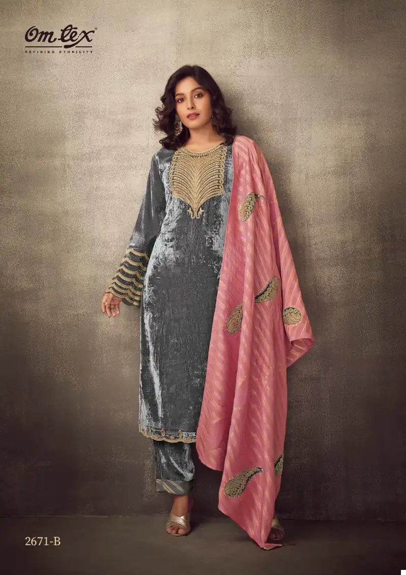 Omtex Masoom Soft Velvet Wholesale Winter Wear Suits Catalog — Wholesale Salwar Suits, MPA wholesale from Surat - Gallery Image 3