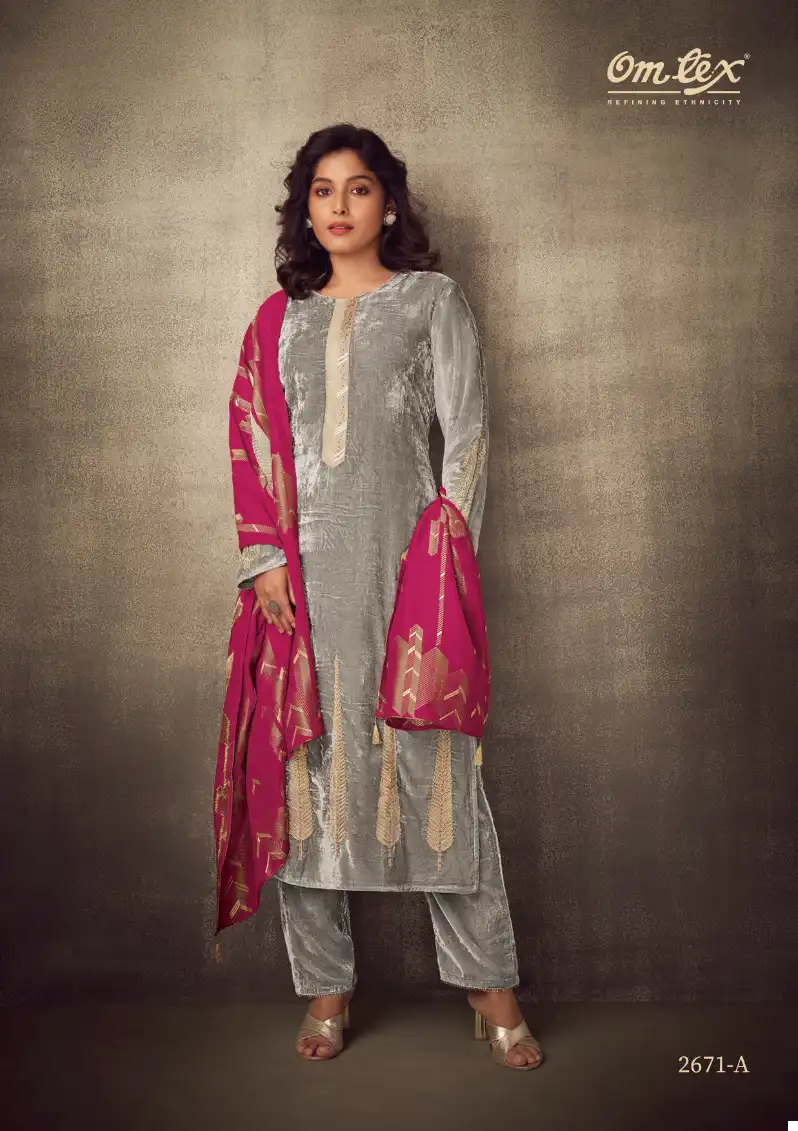 Omtex Masoom Soft Velvet Wholesale Winter Wear Suits Catalog — Wholesale Salwar Suits, MPA wholesale from Surat - Gallery Image 2