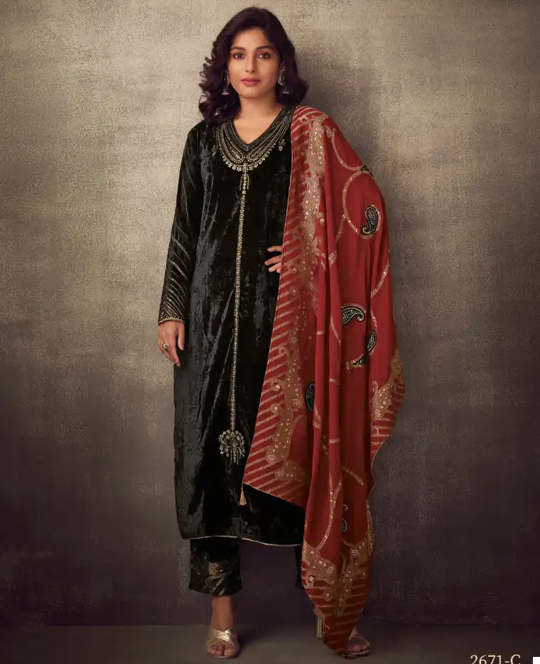 Omtex Masoom Soft Velvet Wholesale Winter Wear Suits Catalog — Wholesale Salwar Suits, MPA wholesale from Surat — view 1