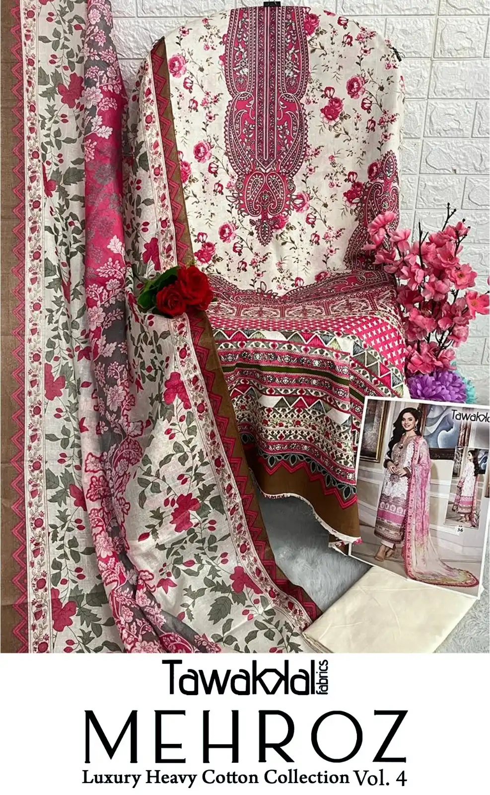 Tawakkal Mehroz Luxury Heavy Cotton Collection Vol 4 Pure Cotton Wholesale Pakistani Suit Catalog — Wholesale Salwar Suits, MPA wholesale from Surat - Gallery Image 16