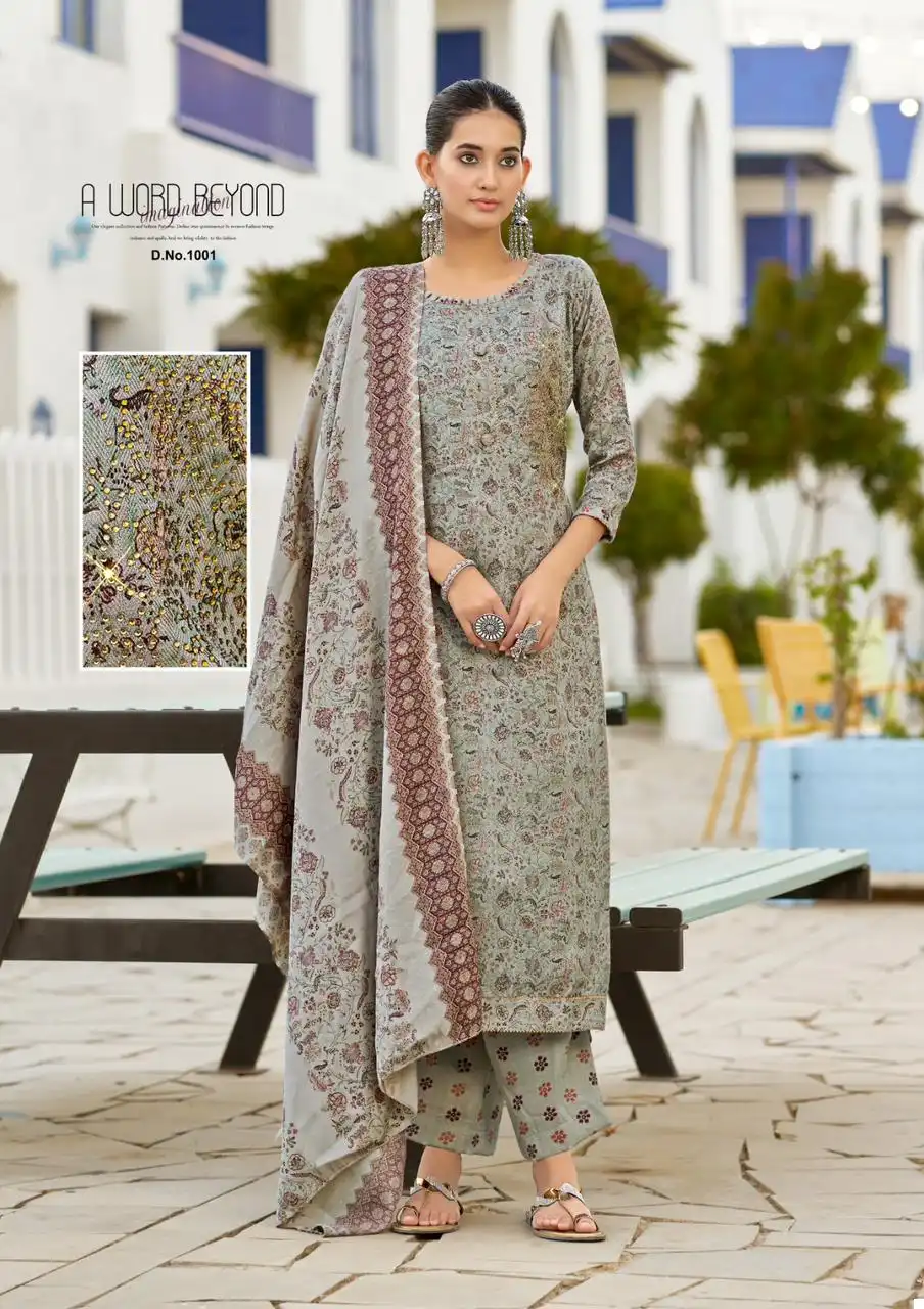 Roli Moli Mirah Pashmina Wholesale Fancy Swarovski Work Winter Wear Salwar Suit Catalog — Wholesale Salwar Suits, MPA wholesale from Surat - Gallery Image 2
