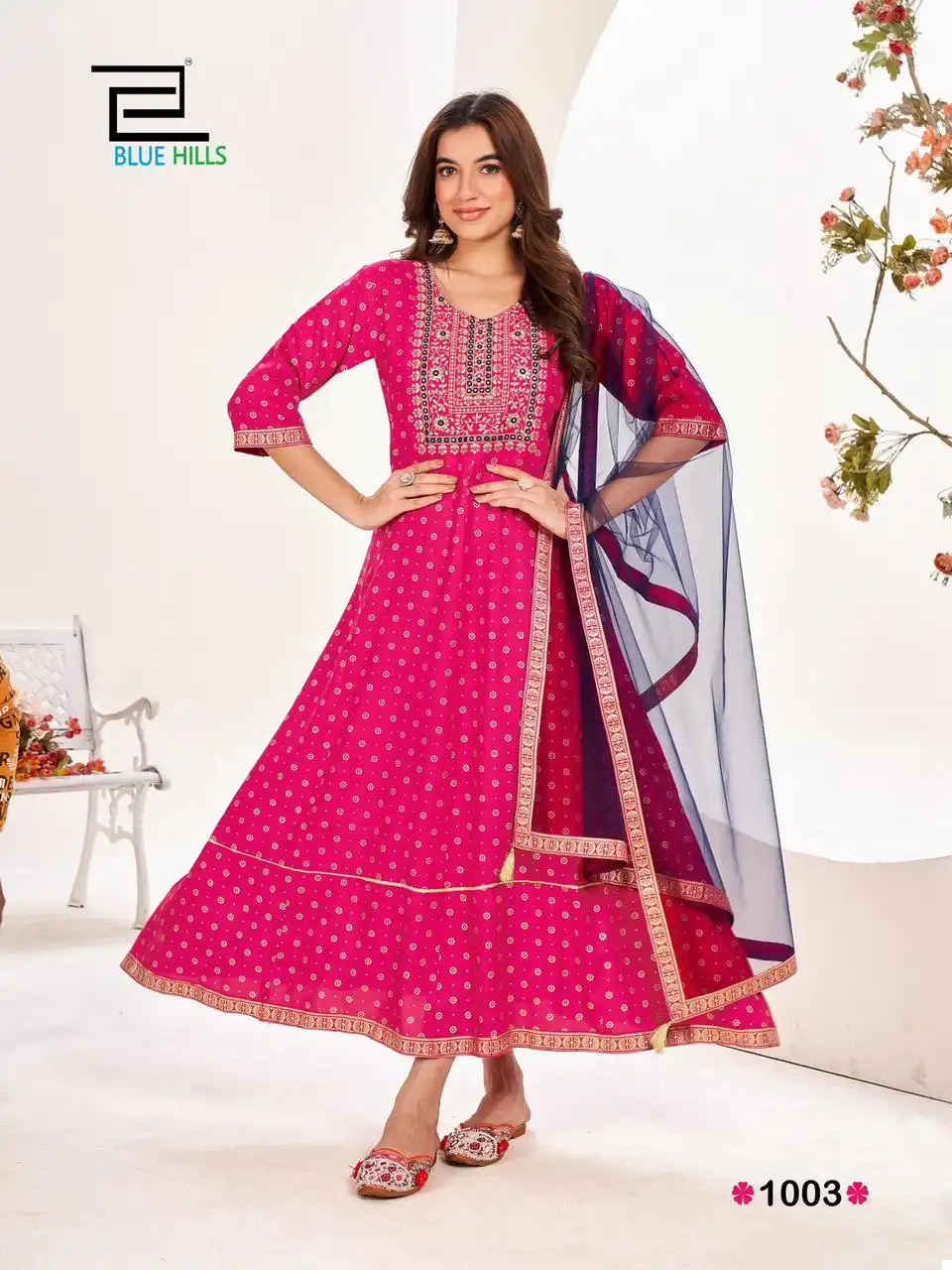 Blue Hills Manika Mage Hithe 20 Rayon 14 Kg Wholesale Long Gown With Dupatta Catalog — Wholesale Kurtis, Blue Hills wholesale from Surat - Gallery Image 2