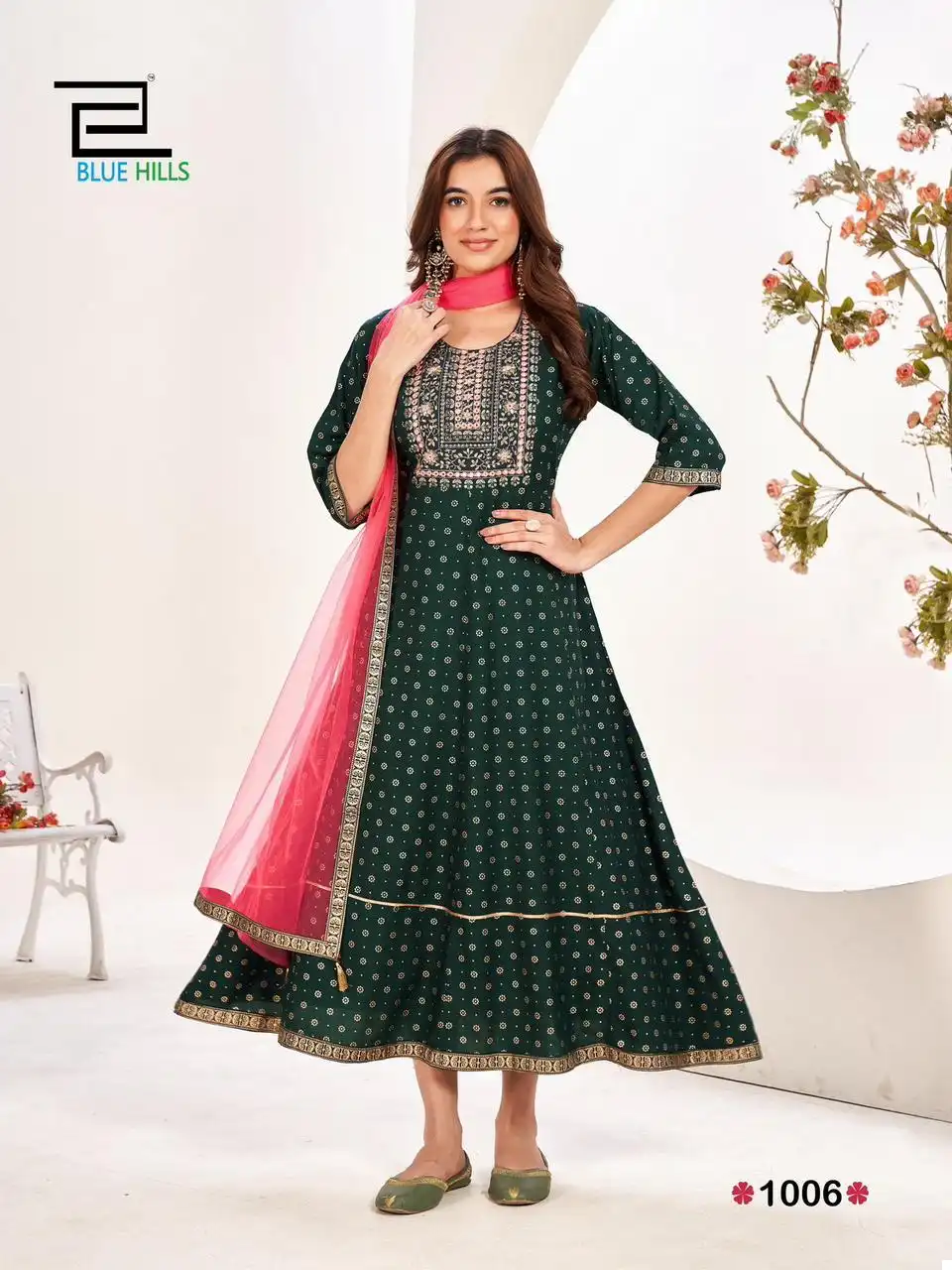 Blue Hills Manika Mage Hithe 20 Rayon 14 Kg Wholesale Long Gown With Dupatta Catalog — Wholesale Kurtis, Blue Hills wholesale from Surat - Gallery Image 5