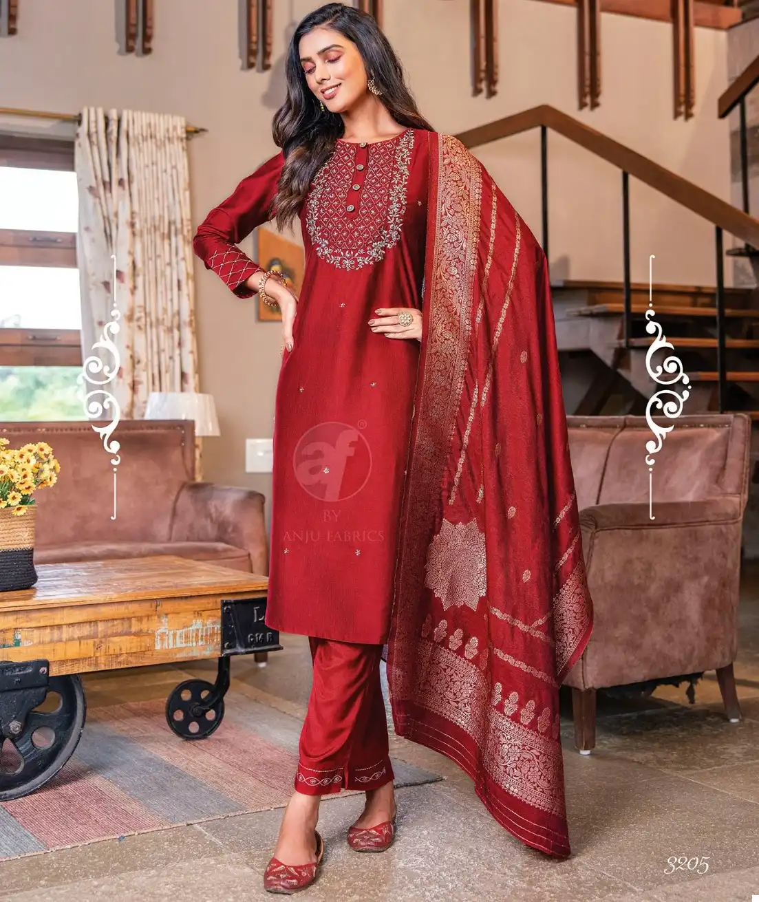 Anju Fabrics Mayuri Vol 3 Viscose By Nylon Wholesale Readymade Designer Suits Catalog — Wholesale Salwar Suits, MPA wholesale from Surat — view 1
