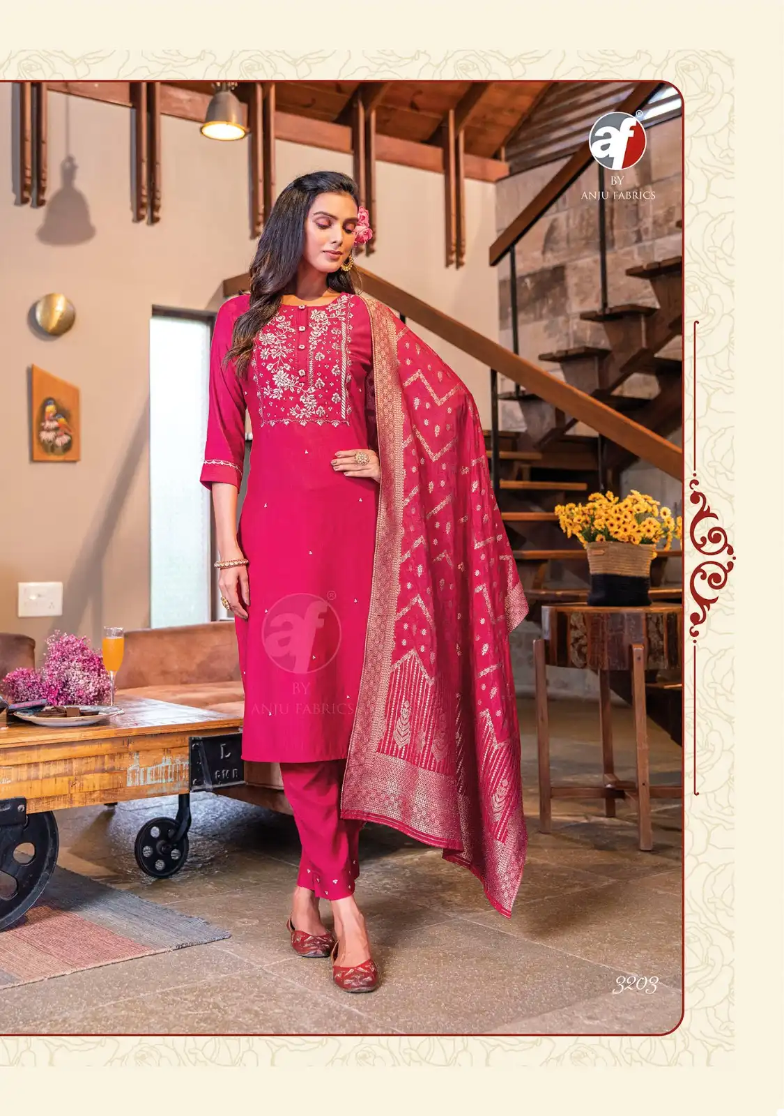 Anju Fabrics Mayuri Vol 3 Viscose By Nylon Wholesale Readymade Designer Suits Catalog — Wholesale Salwar Suits, MPA wholesale from Surat - Gallery Image 3