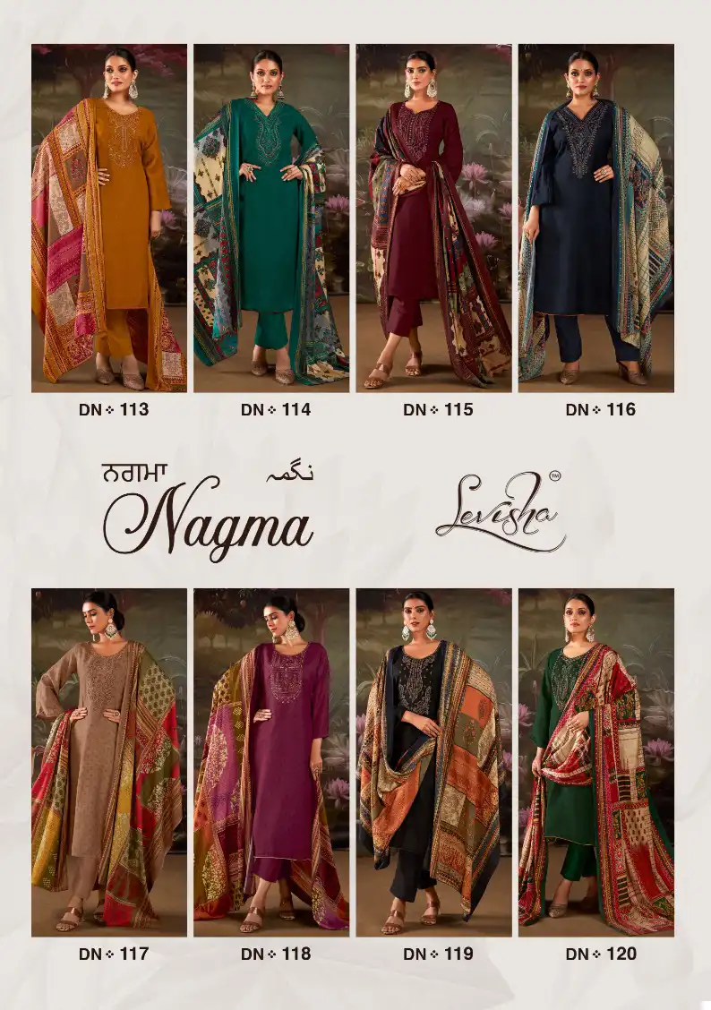 Levisha Nagma Pashmina Wholesale Fancy Kashmiri Embroidery Work Winter Wear Salwar Suit Catalog — Wholesale Salwar Suits, Levisha wholesale from Surat — view 8