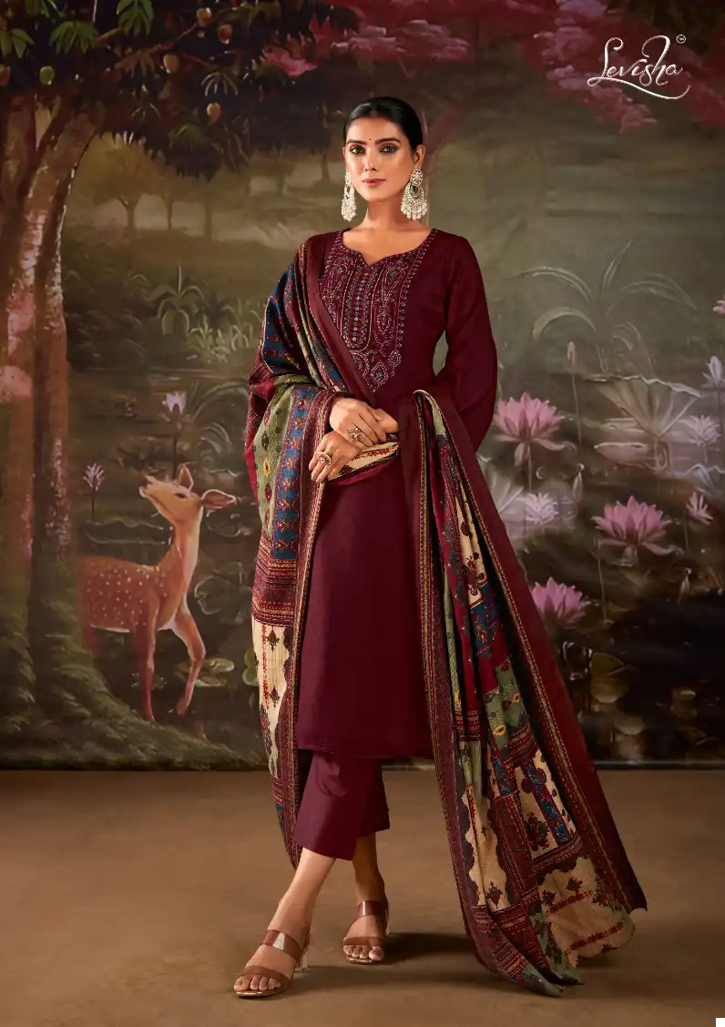 Levisha Nagma Pashmina Wholesale Fancy Kashmiri Embroidery Work Winter Wear Salwar Suit Catalog — Wholesale Salwar Suits, Levisha wholesale from Surat - Gallery Image 3