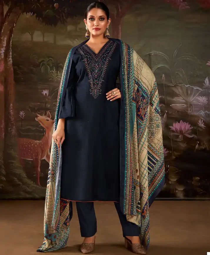 Levisha Nagma Pashmina Wholesale Fancy Kashmiri Embroidery Work Winter Wear Salwar Suit Catalog — Wholesale Salwar Suits, Levisha wholesale from Surat — view 1