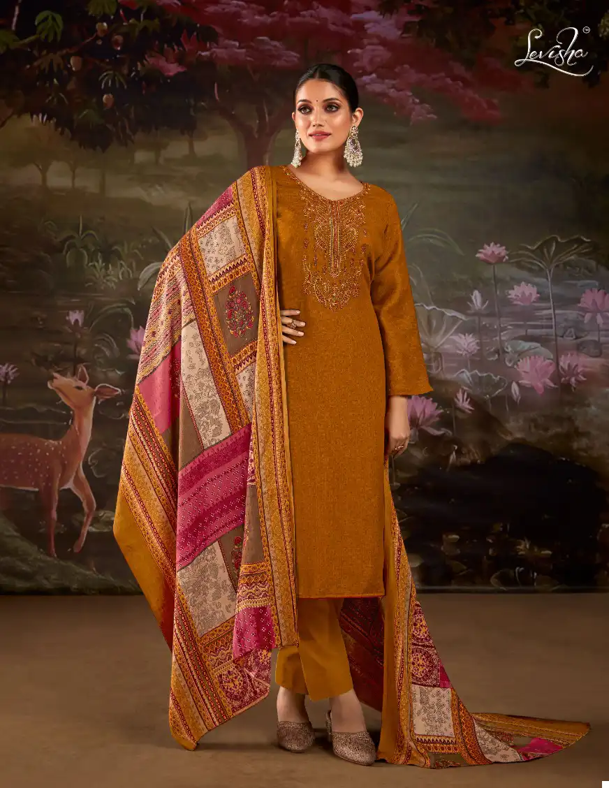 Levisha Nagma Pashmina Wholesale Fancy Kashmiri Embroidery Work Winter Wear Salwar Suit Catalog — Wholesale Salwar Suits, Levisha wholesale from Surat - Gallery Image 7