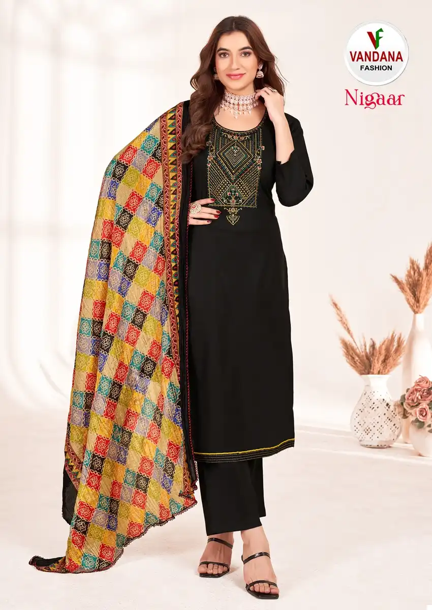 Vandana Nigaar Cotton Wholesale Fancy Swarovski Work Salwar Suits Catalog — Wholesale Salwar Suits, MPA wholesale from Surat - Gallery Image 2