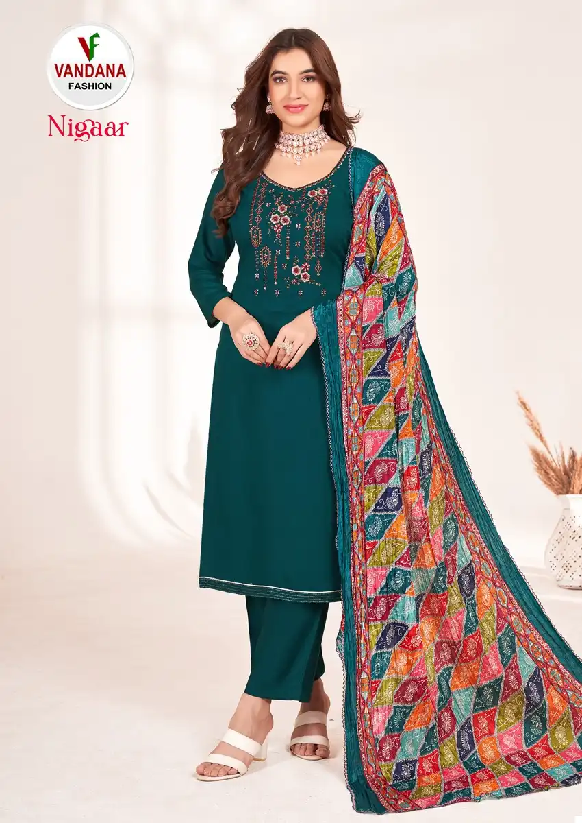 Vandana Nigaar Cotton Wholesale Fancy Swarovski Work Salwar Suits Catalog — Wholesale Salwar Suits, MPA wholesale from Surat - Gallery Image 3