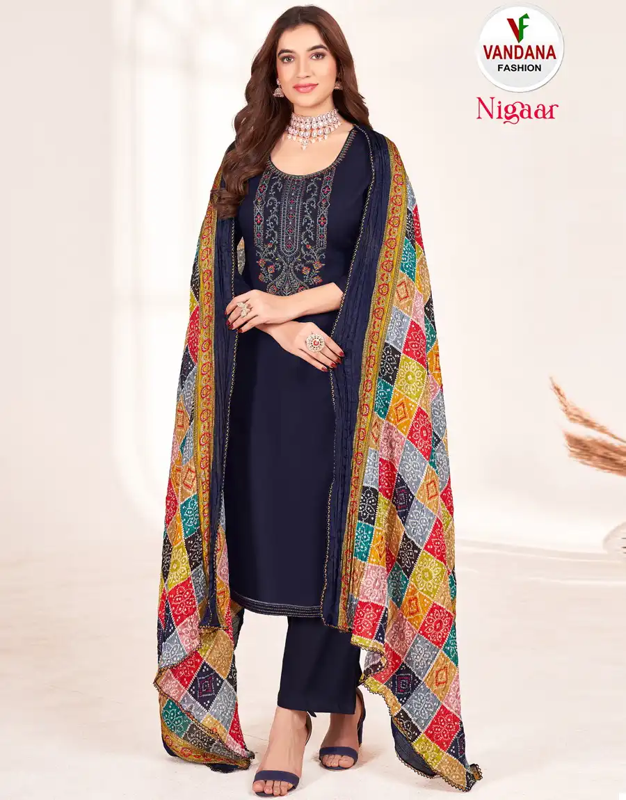Vandana Nigaar Cotton Wholesale Fancy Swarovski Work Salwar Suits Catalog — Wholesale Salwar Suits, MPA wholesale from Surat — view 1