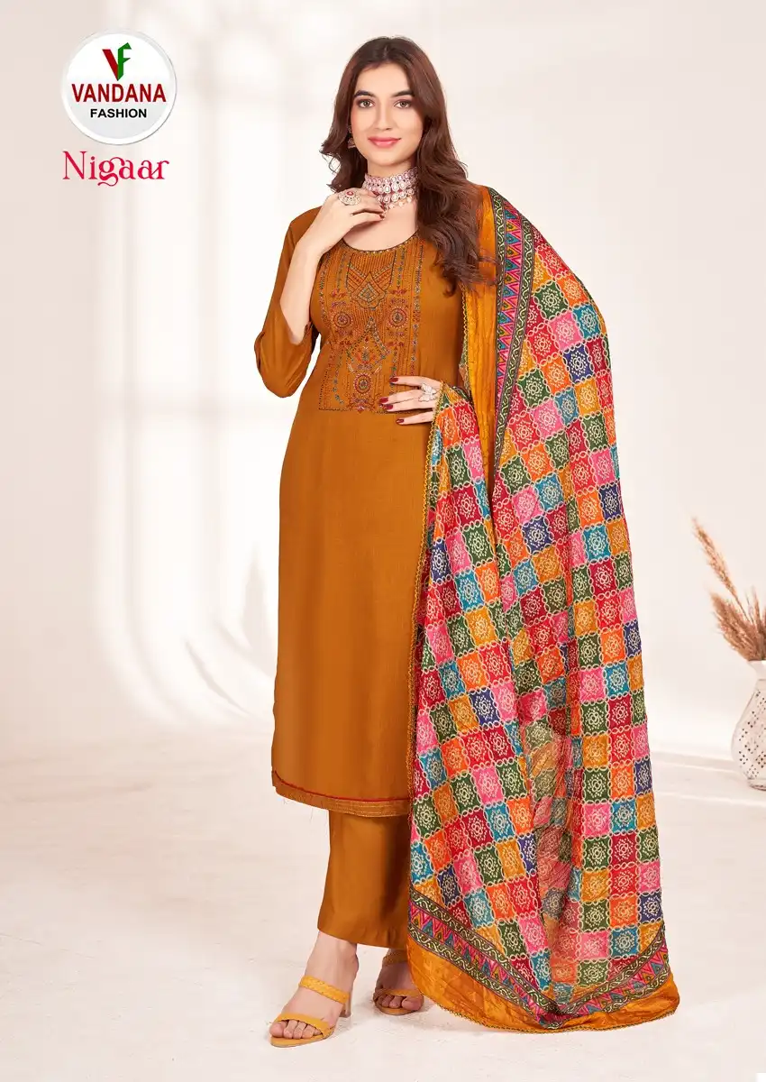 Vandana Nigaar Cotton Wholesale Fancy Swarovski Work Salwar Suits Catalog — Wholesale Salwar Suits, MPA wholesale from Surat - Gallery Image 5