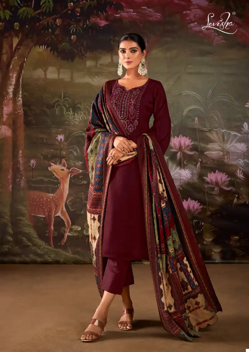 Levisha Nagma Pure Pashmina Wholesale Winter Wear Salwar Suit Catalog — Wholesale Salwar Suits, Levisha wholesale from Surat - Gallery Image 6