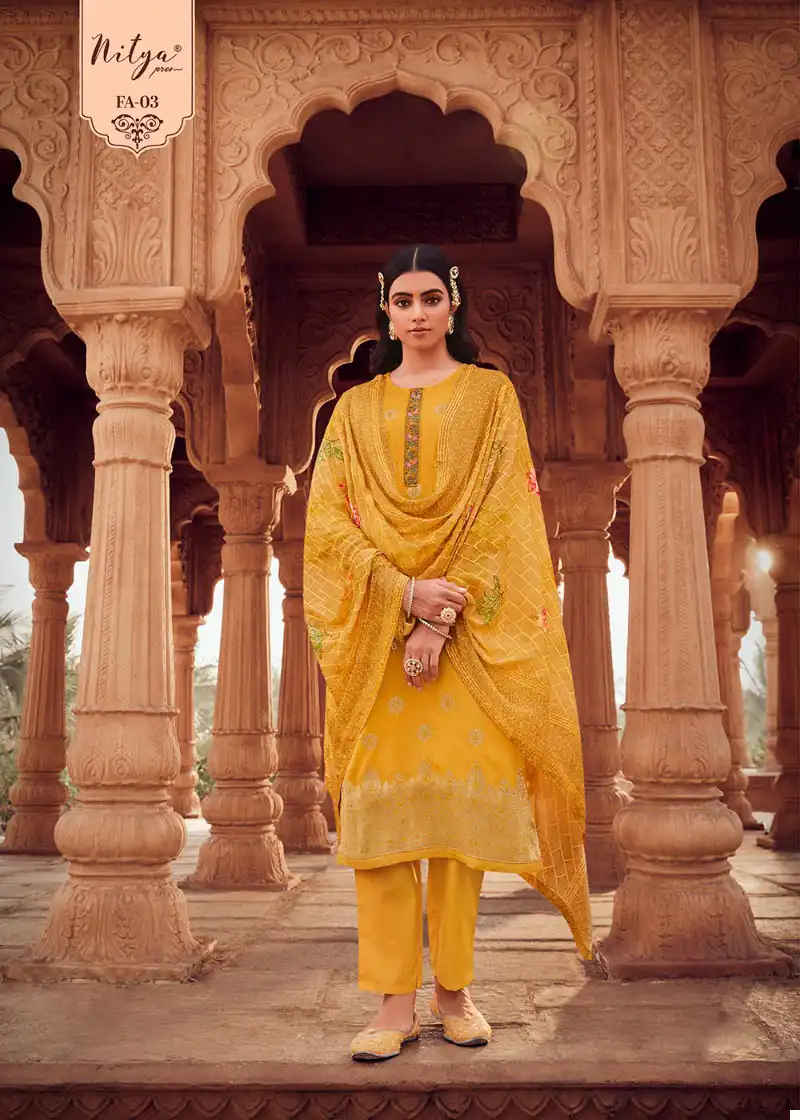Nitya Falak Dola Jacquard Wholesale Fancy Salwar Suit Catalog — Wholesale Salwar Suits, MPA wholesale from Surat - Gallery Image 3