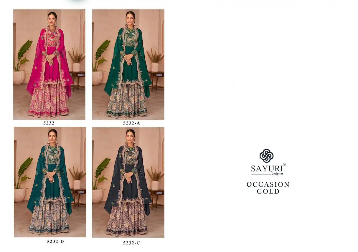 Sayuri Occasion Gold Premium Silk Wholesale Designer Suits Catalog — Wholesale Salwar Suits, Sayuri Designer wholesale from Surat — view 5
