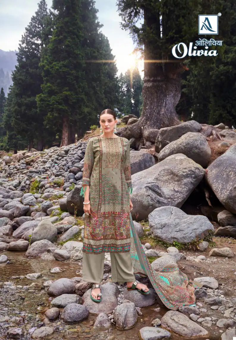 Alok Suits Olivia Pashmina Wholesale Fancy Hand Work Winter Wear Salwar Suit Catalog — Wholesale Salwar Suits, Alok Suit wholesale from Surat — view 4