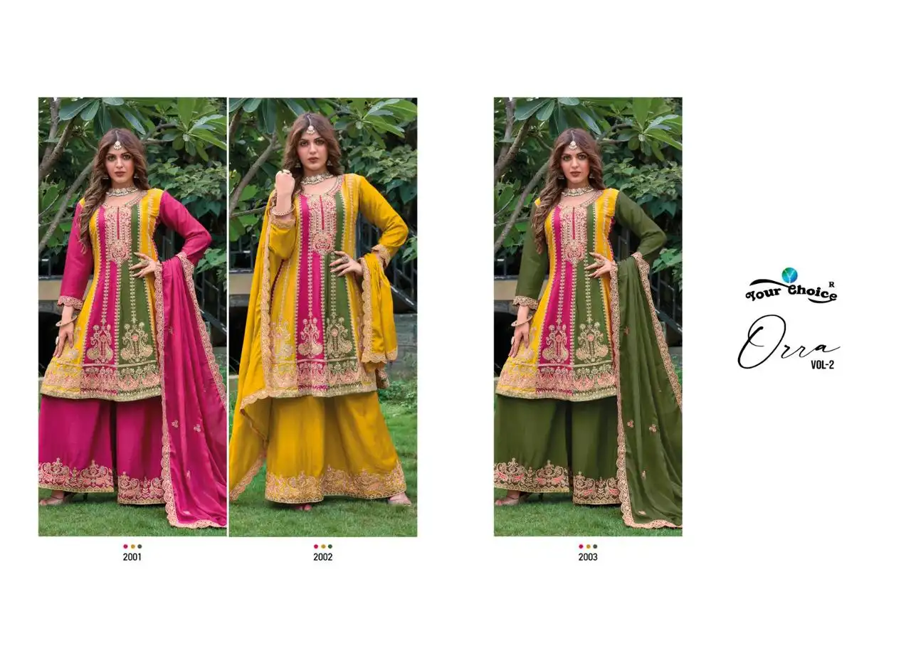 Your Choice Orra-2 Heavy Chinon Wholesale Readymade Designer Suits Catalog — Wholesale Salwar Suits, MPA wholesale from Surat — view 4
