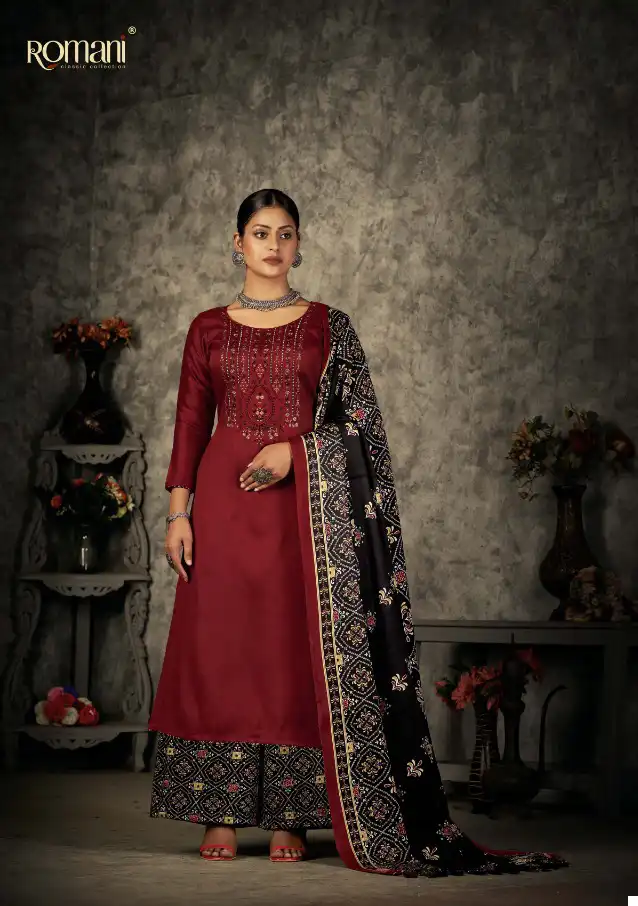 Romani Patiala Dreams Pashmina Wholesale Fancy Embroidery Work Winter Wear Salwar Suit Catalog - Image 9