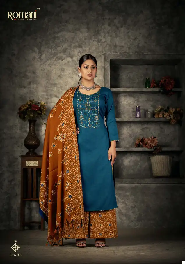 Romani Patiala Dreams Pashmina Wholesale Fancy Embroidery Work Winter Wear Salwar Suit Catalog - Image 10