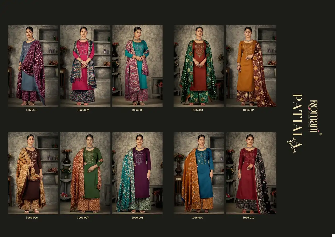 Romani Patiala Dreams Pashmina Wholesale Fancy Embroidery Work Winter Wear Salwar Suit Catalog - Image 11