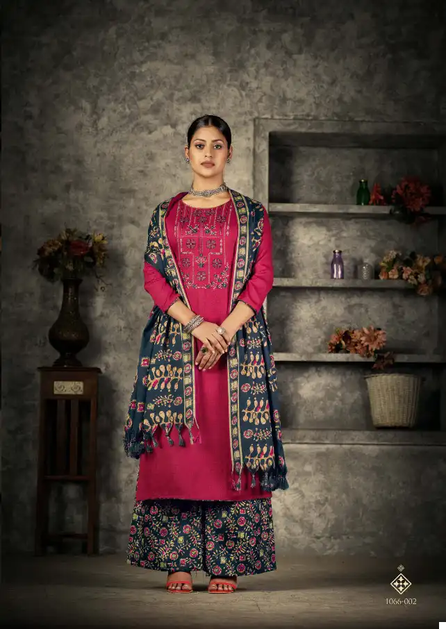 Romani Patiala Dreams Pashmina Wholesale Fancy Embroidery Work Winter Wear Salwar Suit Catalog - Image 2