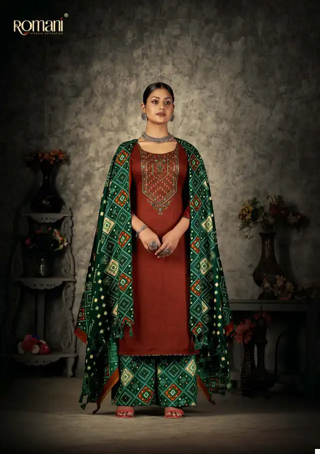 Romani Patiala Dreams Pashmina Wholesale Fancy Embroidery Work Winter Wear Salwar Suit Catalog - Image 4