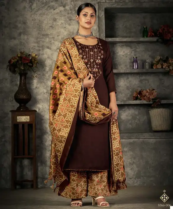 Romani Patiala Dreams Pashmina Wholesale Fancy Embroidery Work Winter Wear Salwar Suit Catalog