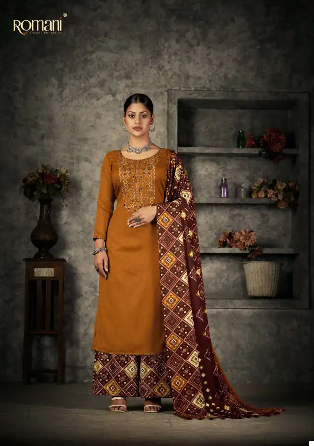 Romani Patiala Dreams Pashmina Wholesale Fancy Embroidery Work Winter Wear Salwar Suit Catalog - Image 6