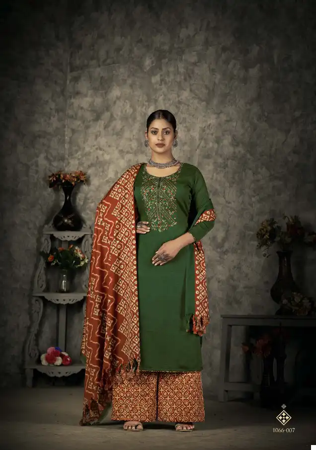 Romani Patiala Dreams Pashmina Wholesale Fancy Embroidery Work Winter Wear Salwar Suit Catalog - Image 8