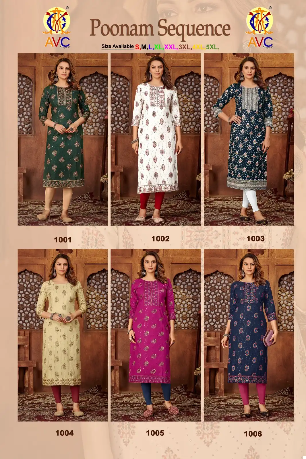 Avc Creation Poonam Sequence Rayon Wholesale Sequnce Works Straight Kurtis Catalog — Wholesale Kurtis, MPA wholesale from Surat — view 7