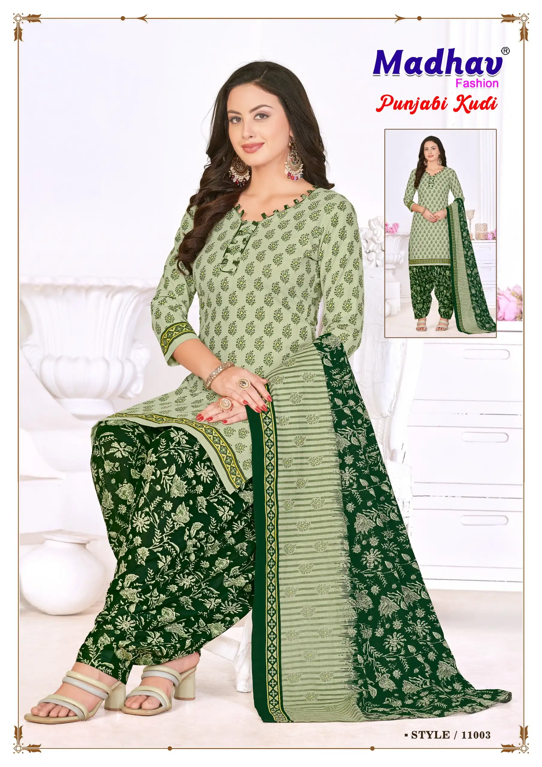 Madhav Fashion Punjabi Kudi Vol 11 Cotton Wholesale Dress Material Catalog — Wholesale Salwar Suits, MPA wholesale from Surat - Gallery Image 10