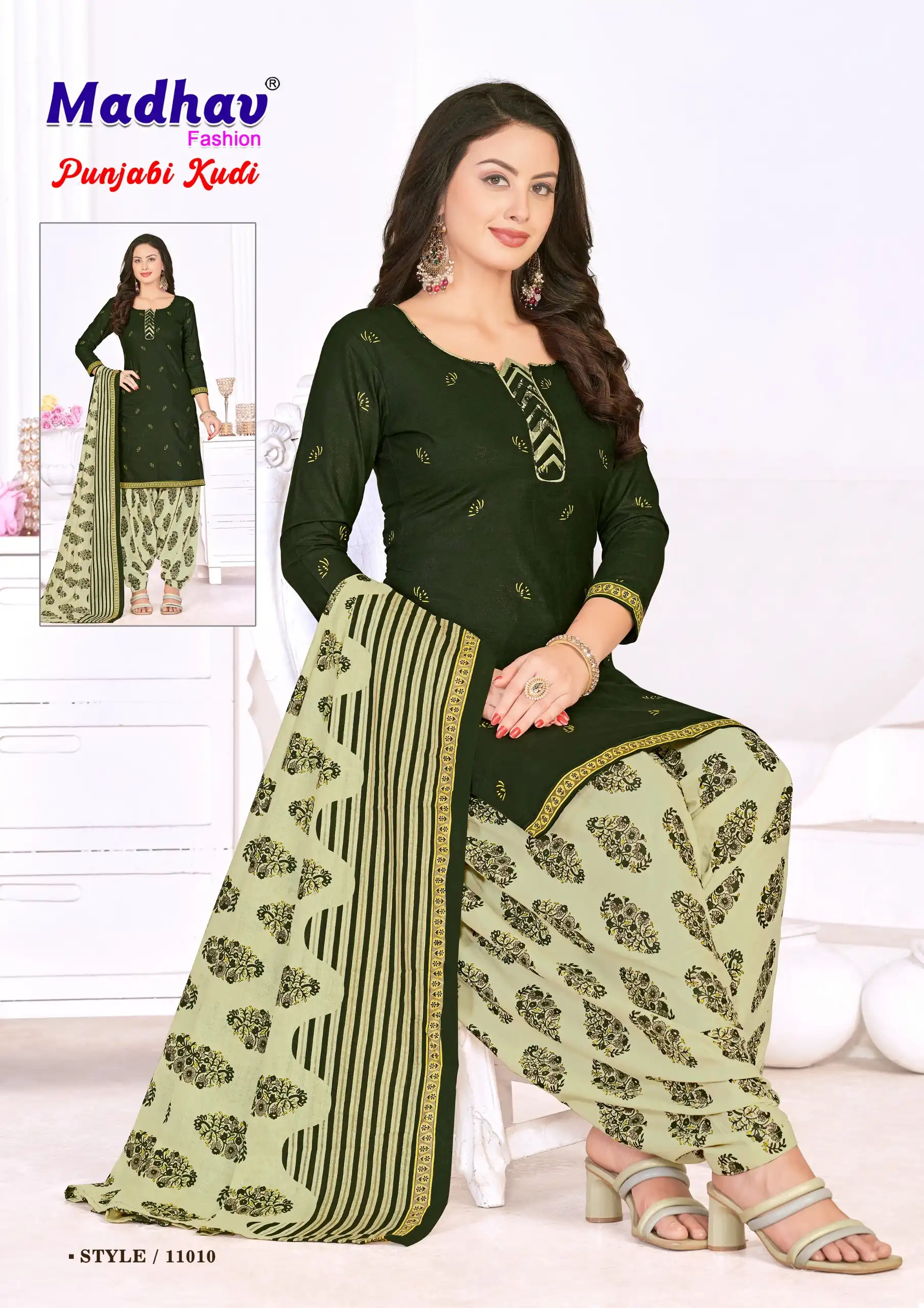 Madhav Fashion Punjabi Kudi Vol 11 Cotton Wholesale Dress Material Catalog — Wholesale Salwar Suits, MPA wholesale from Surat - Gallery Image 4